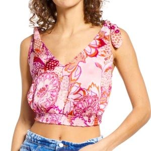 Free people weekend in montauk smocked crop tie strap tank